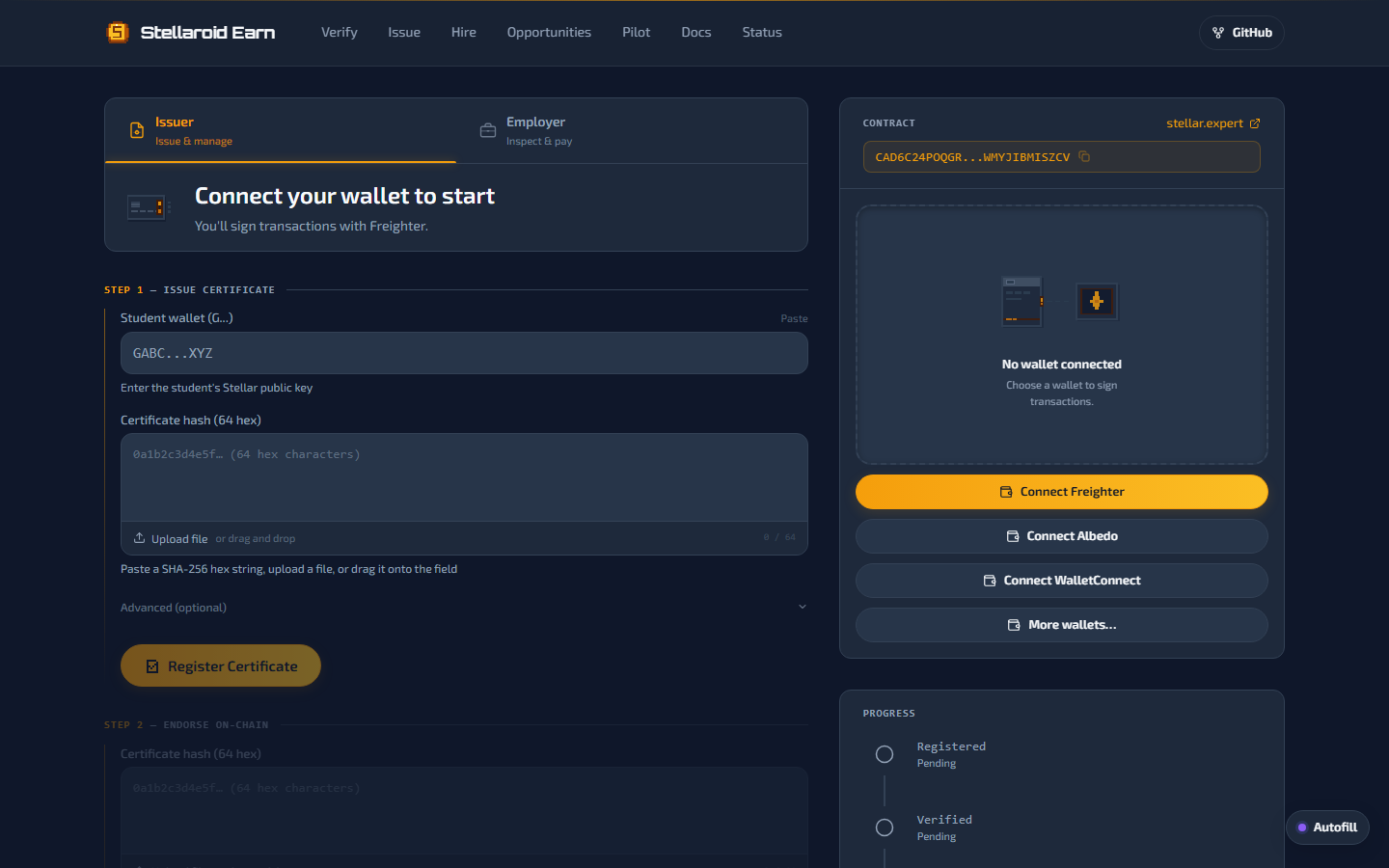 App dashboard